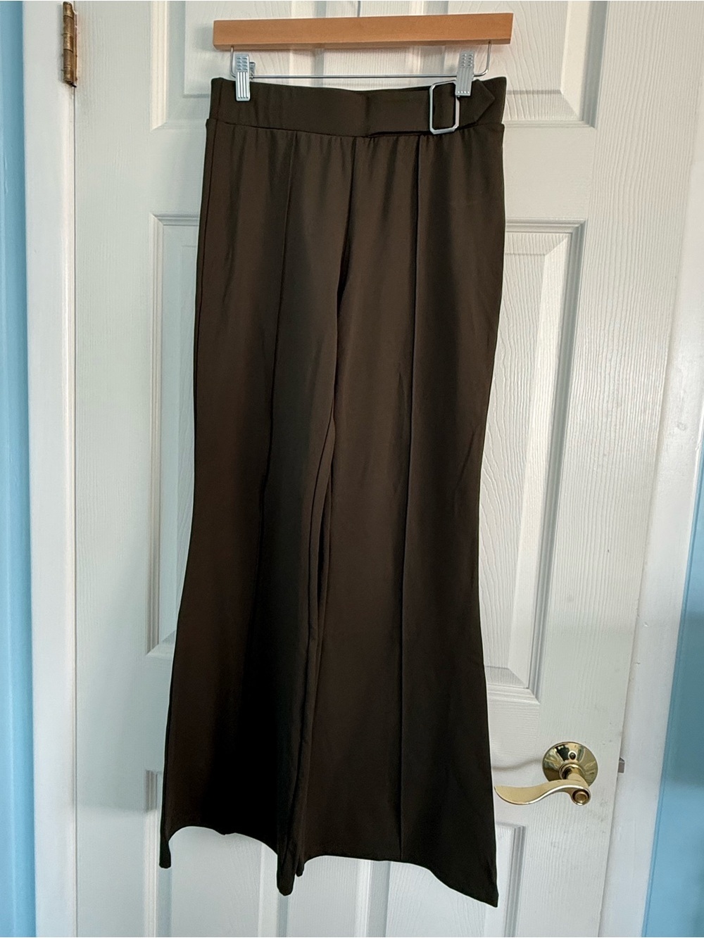 Halara High Waisted Flare Wide Leg Pants Side Buckle Olive Green NEW Small S
